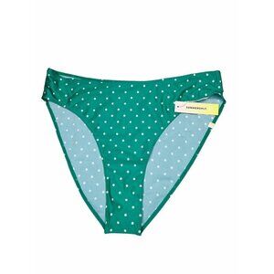 NWT Summersalt High Leg Mid Rise Bikini Bottom Seaglass Dot Size 14